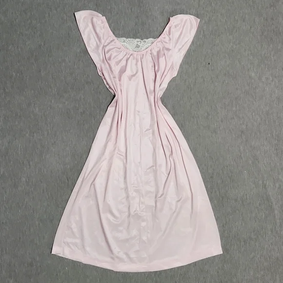 Vintage Union Made Lacey Lingerie Pink Chemise Slip Dress Nightgown - Picture 5 of 12